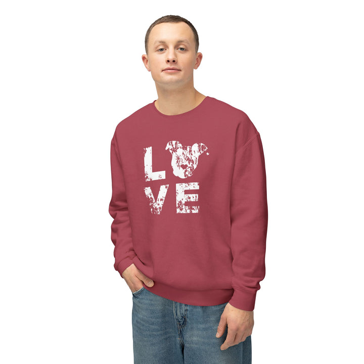 LOVE Distressed Print Unisex Premium Sweatshirt