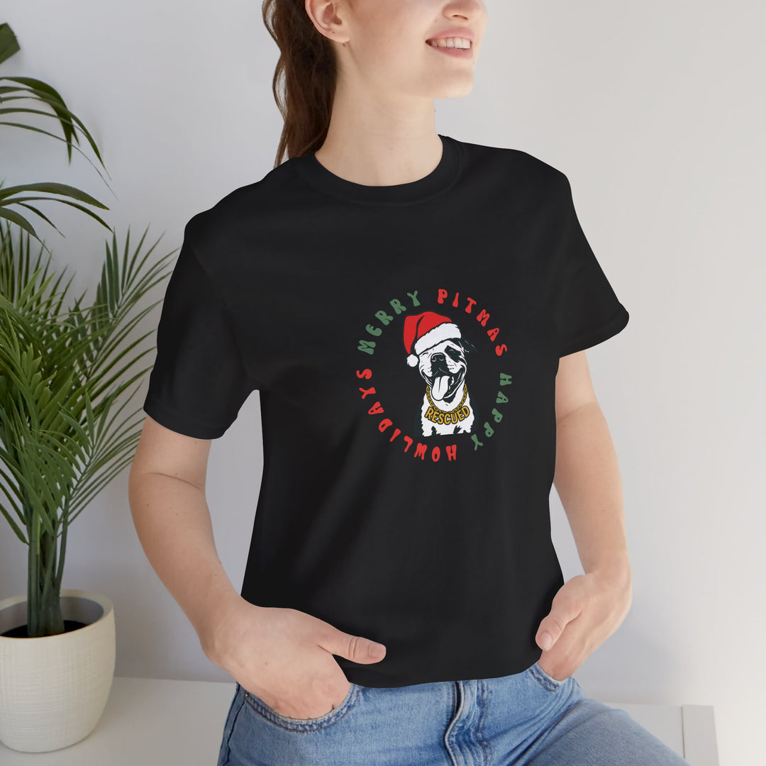 Merry Pitmas & Happy Howlidays Unisex Short Sleeve T-shirt