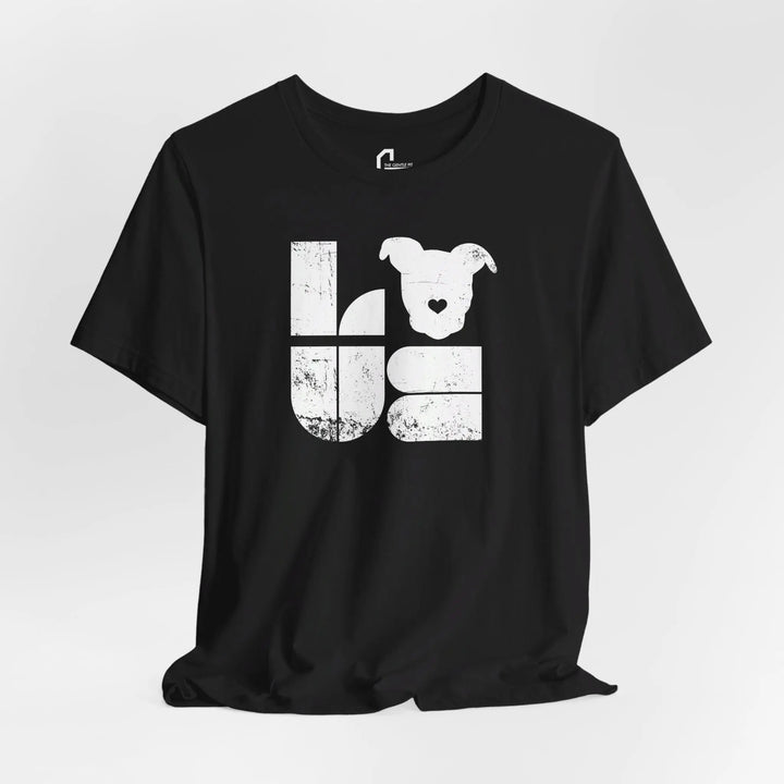 Distressed LOVE White Print Design - Unisex Jersey Short Sleeve Tee Printify