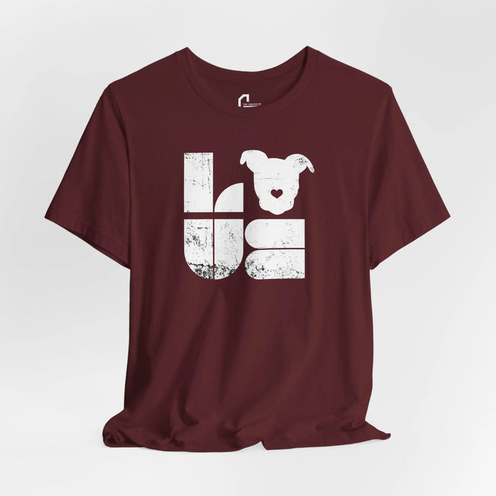 Distressed LOVE White Print Design - Unisex Jersey Short Sleeve Tee Printify