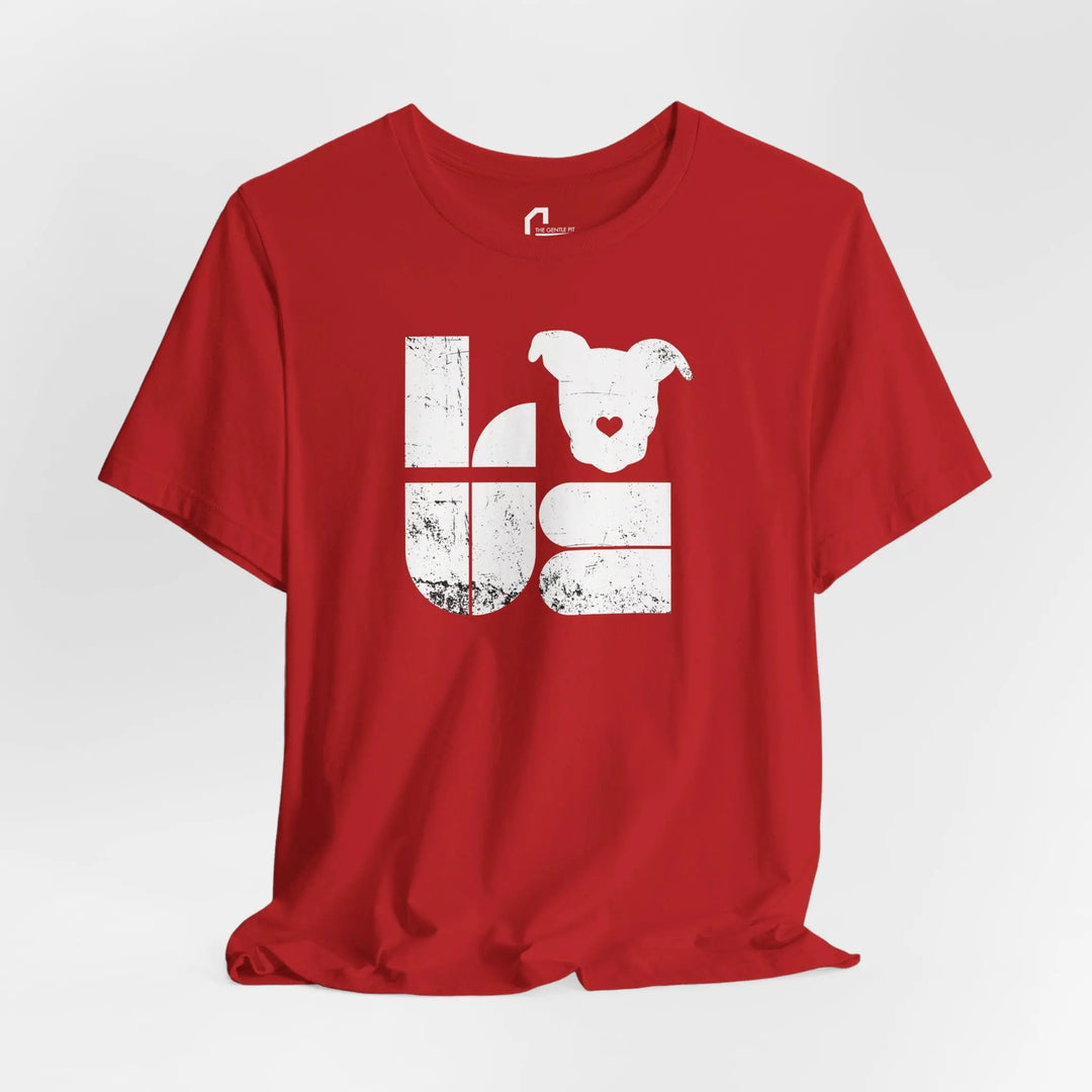 Distressed LOVE White Print Design - Unisex Jersey Short Sleeve Tee Printify