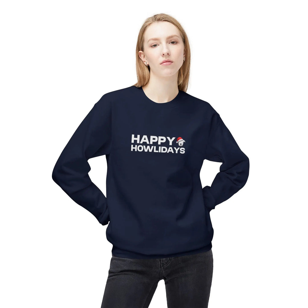 Happy Howlidays 2025 Softstyle Fleece Crewneck Sweatshirt Printify