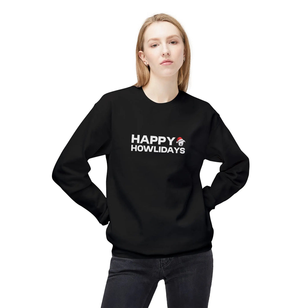 Happy Howlidays 2025 Softstyle Fleece Crewneck Sweatshirt Printify