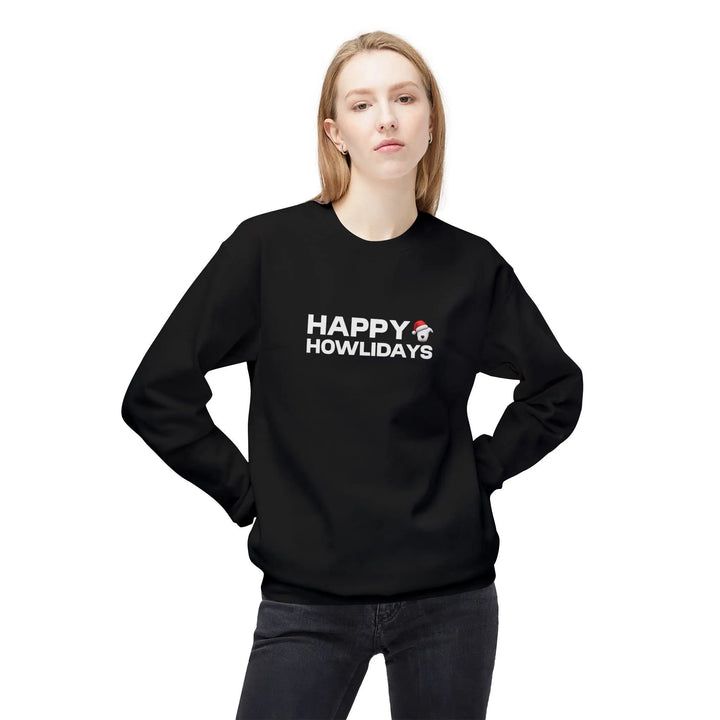 Happy Howlidays 2025 Softstyle Fleece Crewneck Sweatshirt Printify