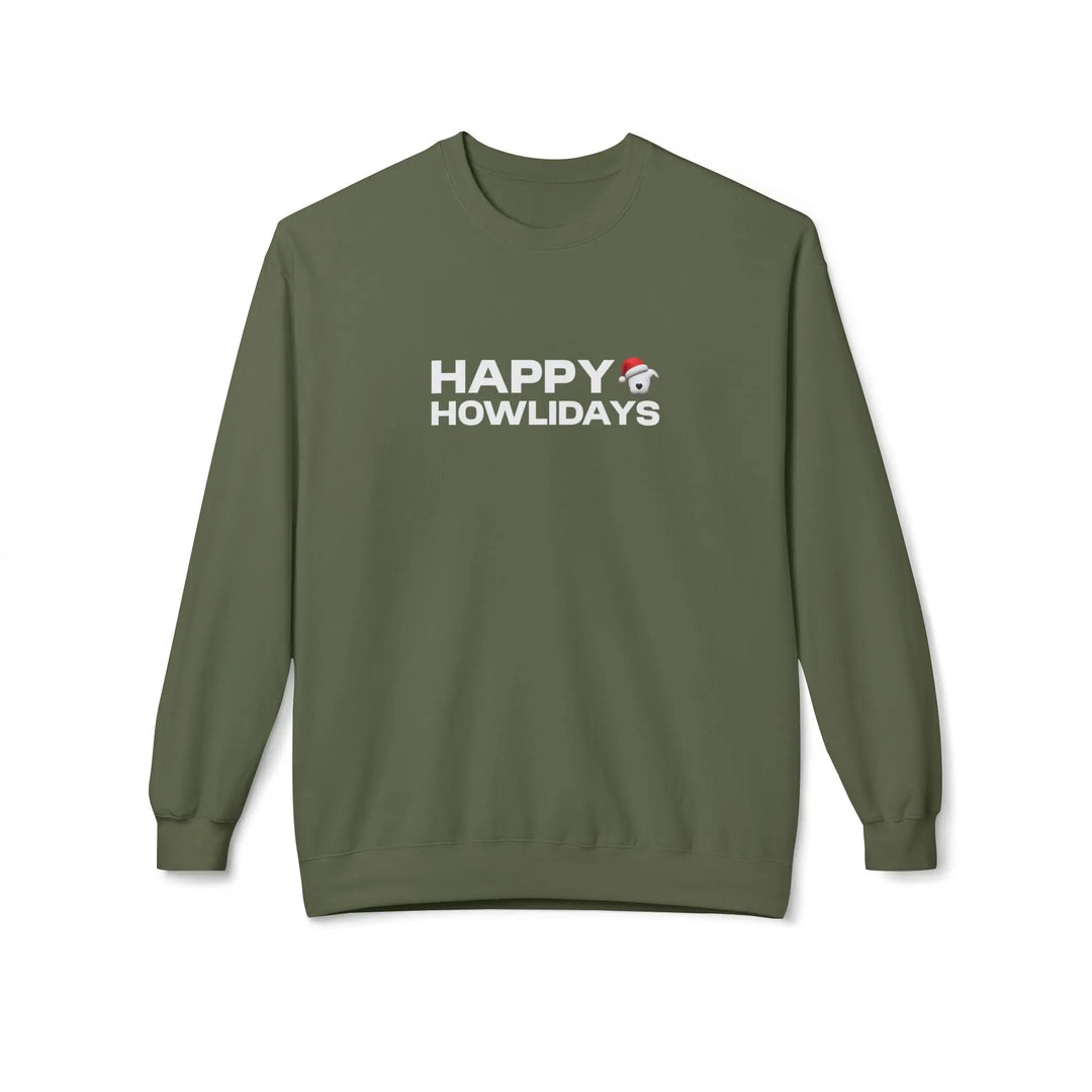 Happy Howlidays 2025 Softstyle Fleece Crewneck Sweatshirt Printify