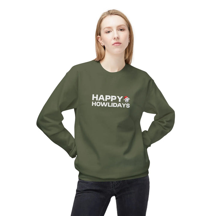 Happy Howlidays 2025 Softstyle Fleece Crewneck Sweatshirt Printify