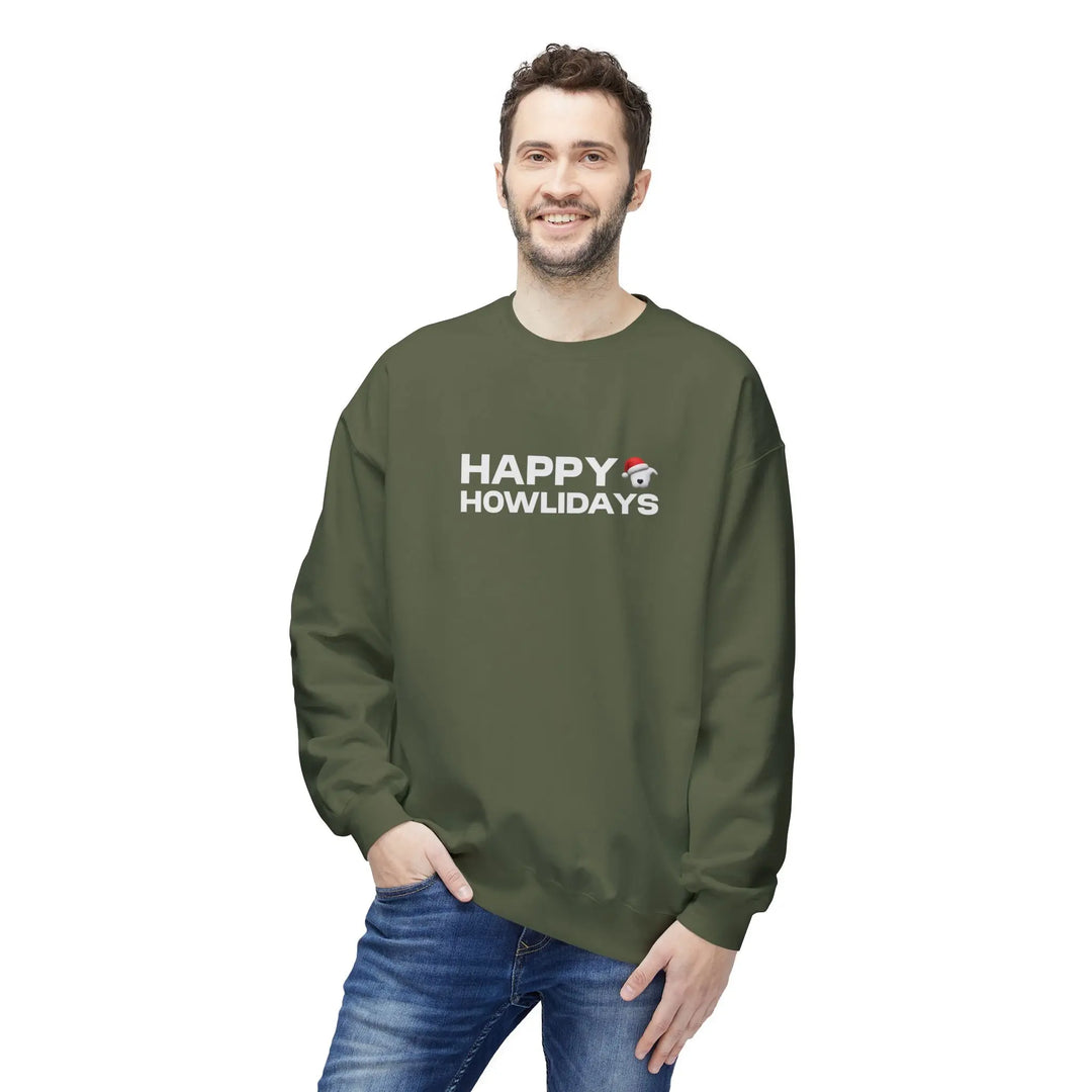 Happy Howlidays 2025 Softstyle Fleece Crewneck Sweatshirt Printify