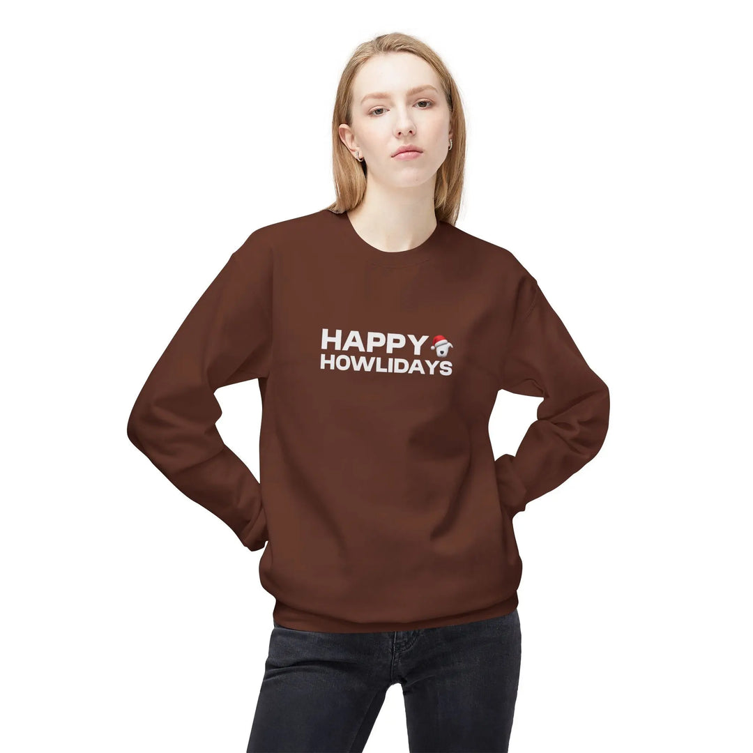 Happy Howlidays 2025 Softstyle Fleece Crewneck Sweatshirt Printify