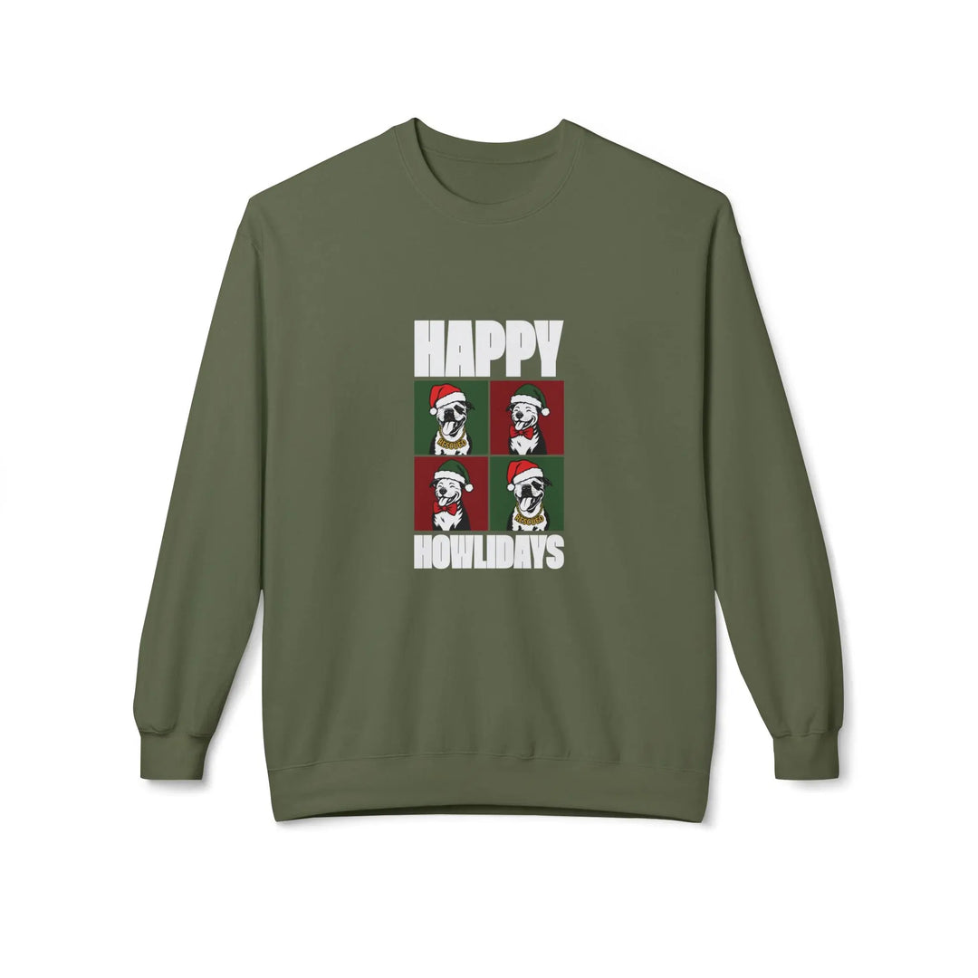 Happy Howlidays 2025 V2 Softstyle Fleece Crewneck Sweatshirt Printify
