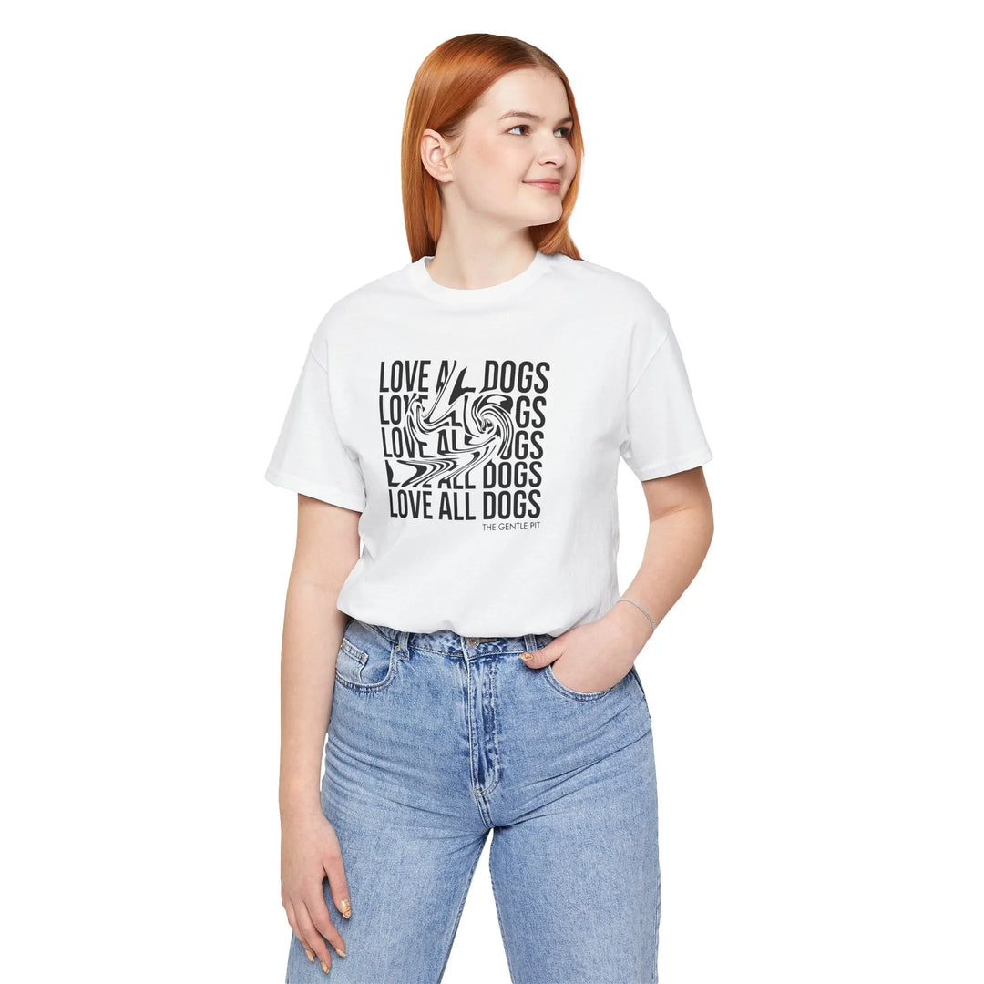 Love All Dogs Illussion Unisex Short Sleeve T-shirt Printify