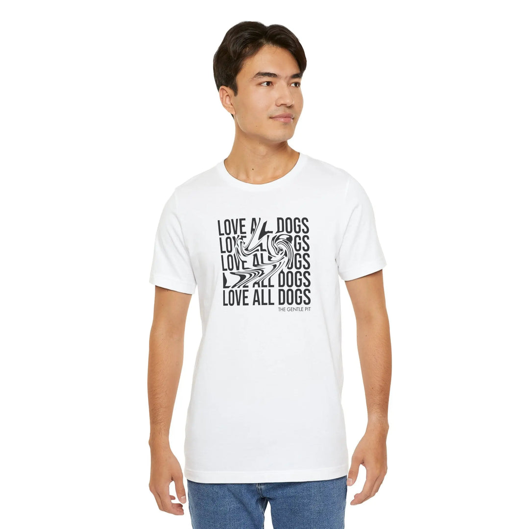 Love All Dogs Illussion Unisex Short Sleeve T-shirt Printify