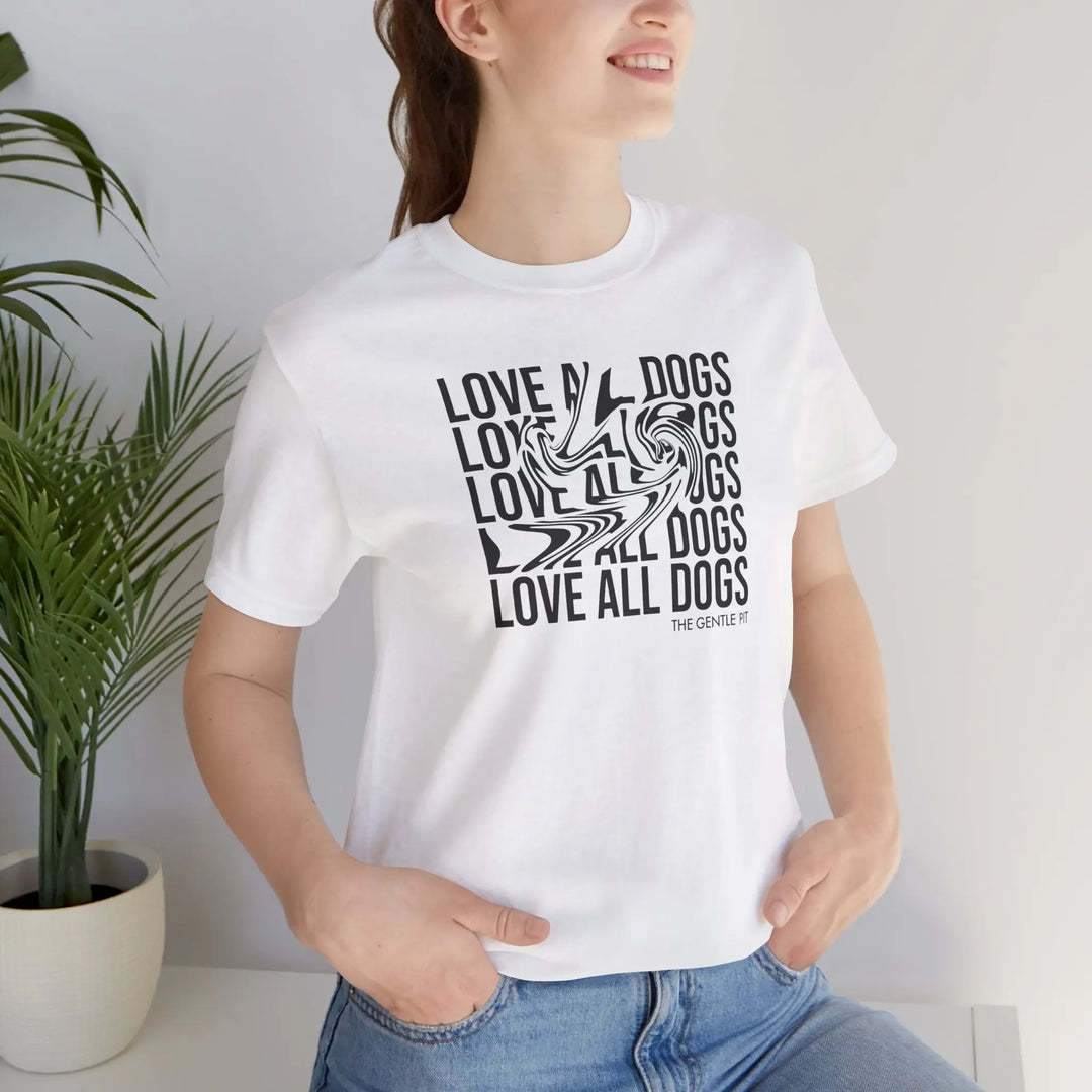 Love All Dogs Illussion Unisex Short Sleeve T-shirt Printify