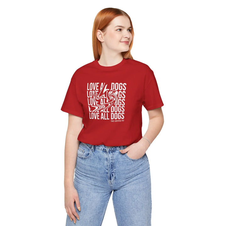 Love All Dogs Illussion Unisex Short Sleeve T-shirt Printify