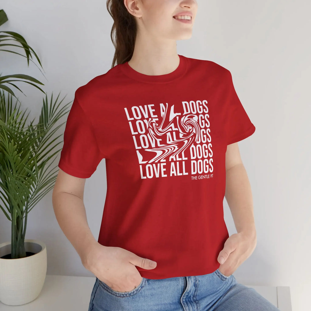 Love All Dogs Illussion Unisex Short Sleeve T-shirt Printify