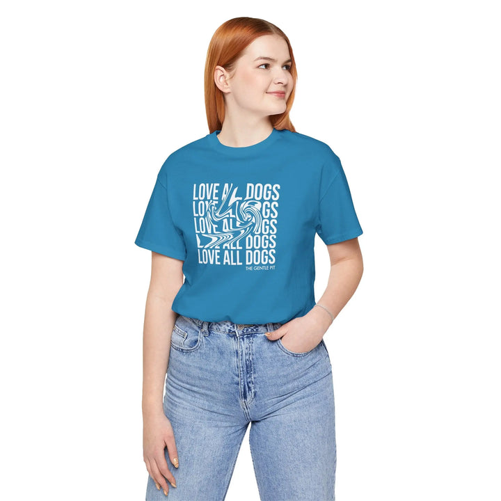 Love All Dogs Illussion Unisex Short Sleeve T-shirt Printify