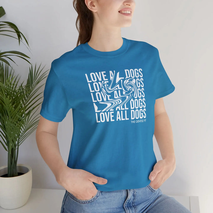 Love All Dogs Illussion Unisex Short Sleeve T-shirt Printify