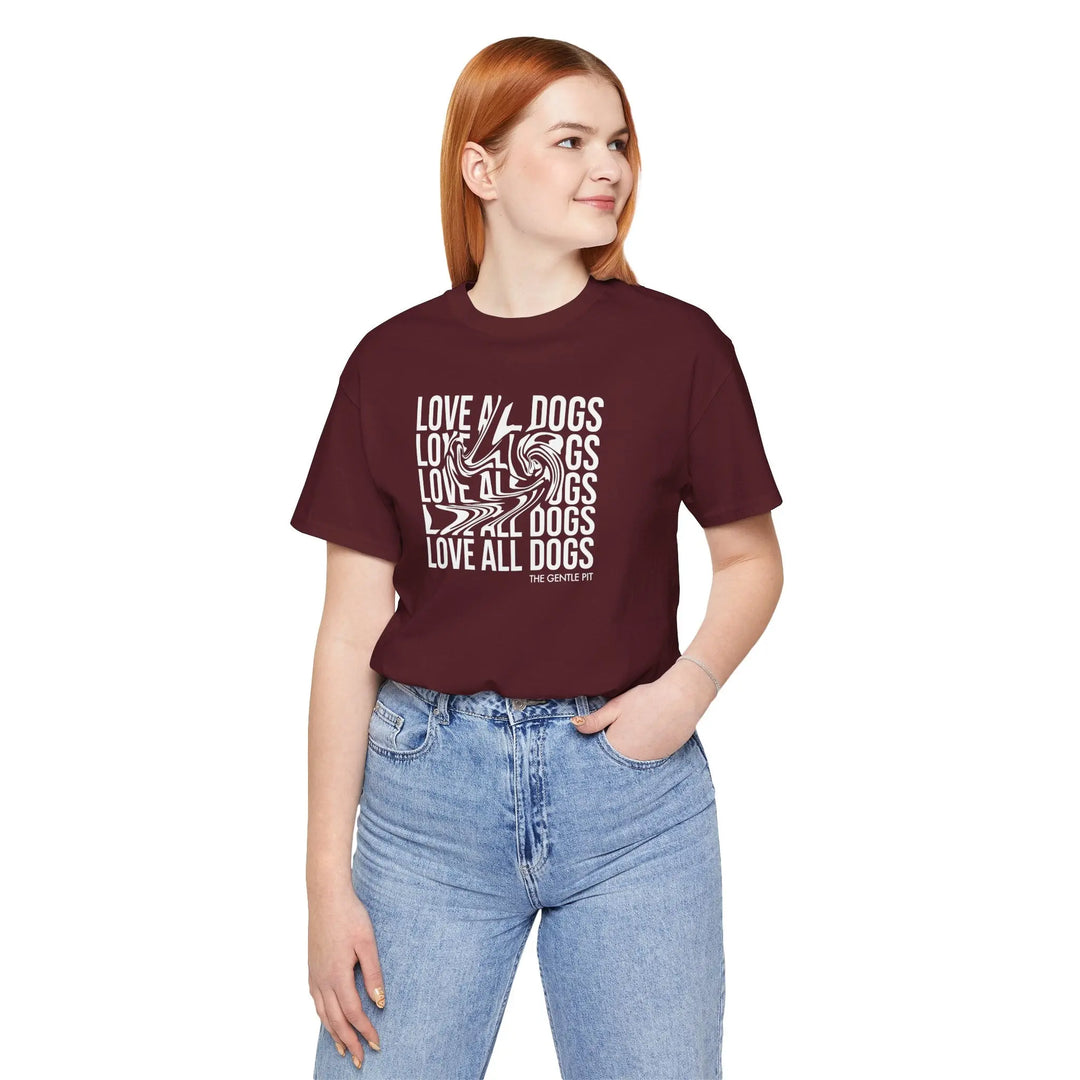 Love All Dogs Illussion Unisex Short Sleeve T-shirt Printify