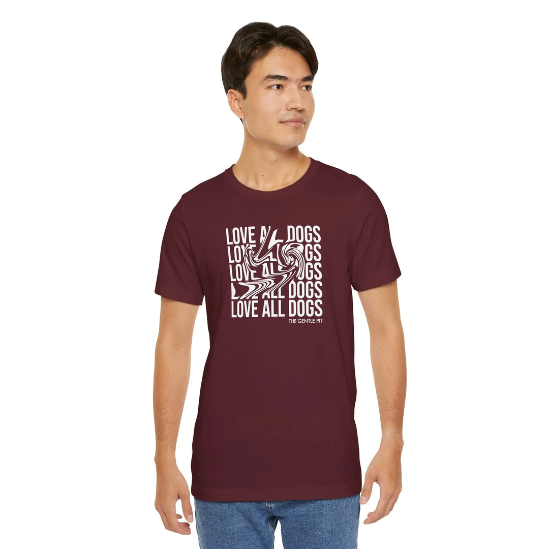Love All Dogs Illussion Unisex Short Sleeve T-shirt Printify