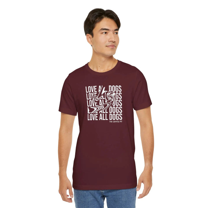 Love All Dogs Illussion Unisex Short Sleeve T-shirt Printify
