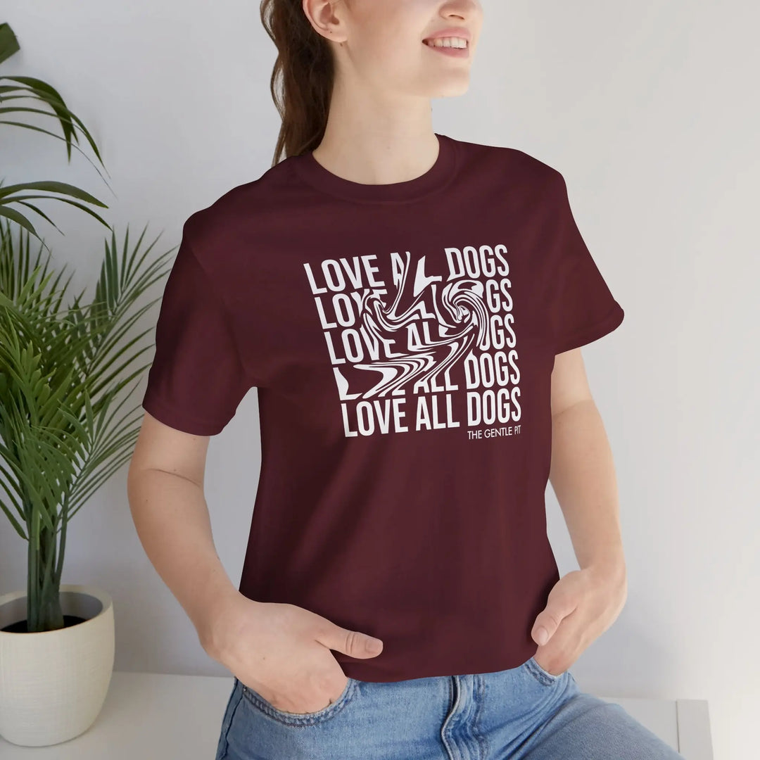 Love All Dogs Illussion Unisex Short Sleeve T-shirt Printify