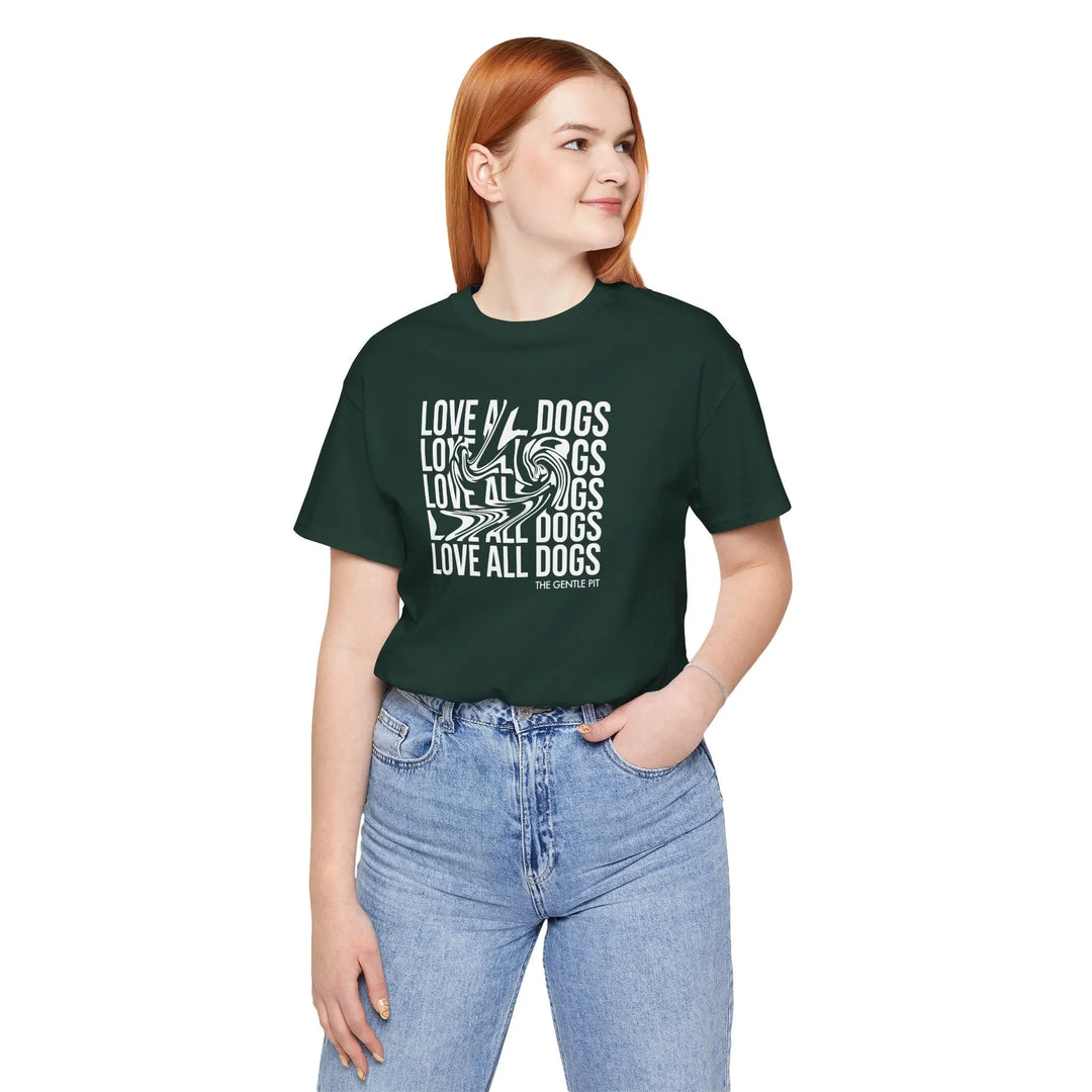 Love All Dogs Illussion Unisex Short Sleeve T-shirt Printify
