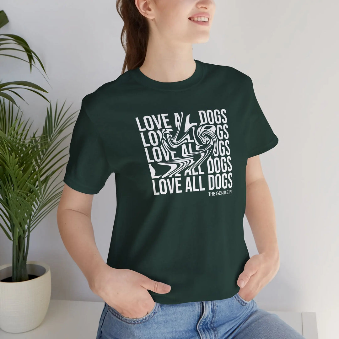 Love All Dogs Illussion Unisex Short Sleeve T-shirt Printify