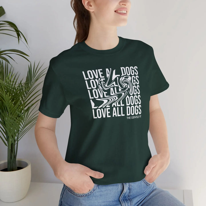 Love All Dogs Illussion Unisex Short Sleeve T-shirt Printify