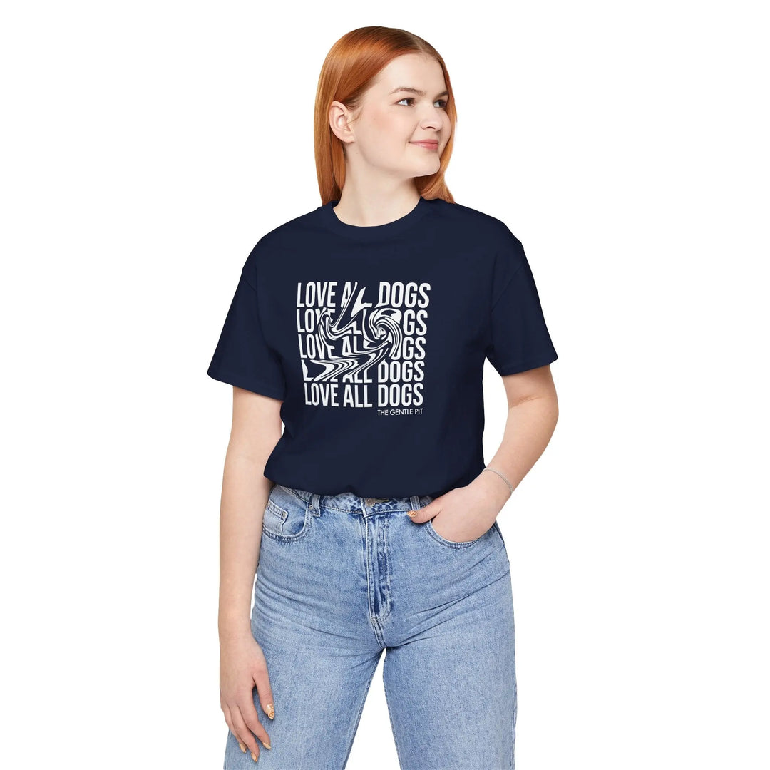 Love All Dogs Illussion Unisex Short Sleeve T-shirt Printify