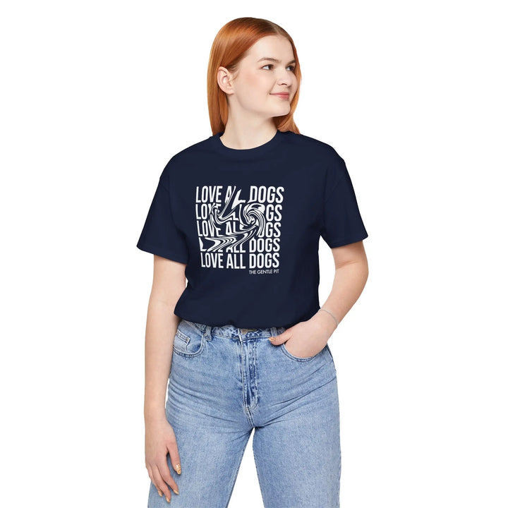 Love All Dogs Illussion Unisex Short Sleeve T-shirt Printify