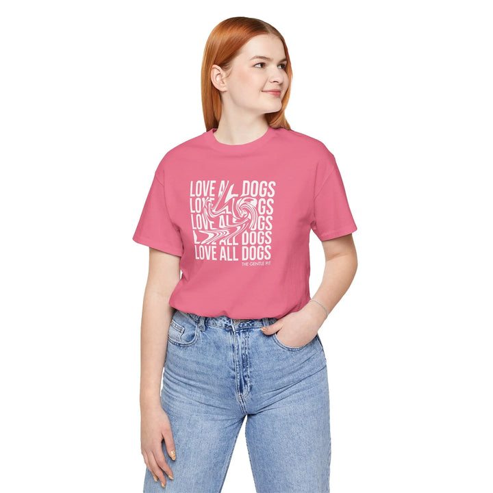 Love All Dogs Illussion Unisex Short Sleeve T-shirt Printify