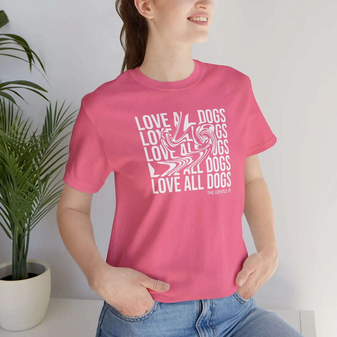 Love All Dogs Illussion Unisex Short Sleeve T-shirt Printify