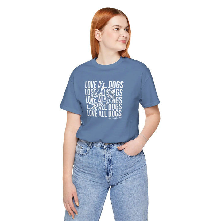 Love All Dogs Illussion Unisex Short Sleeve T-shirt Printify