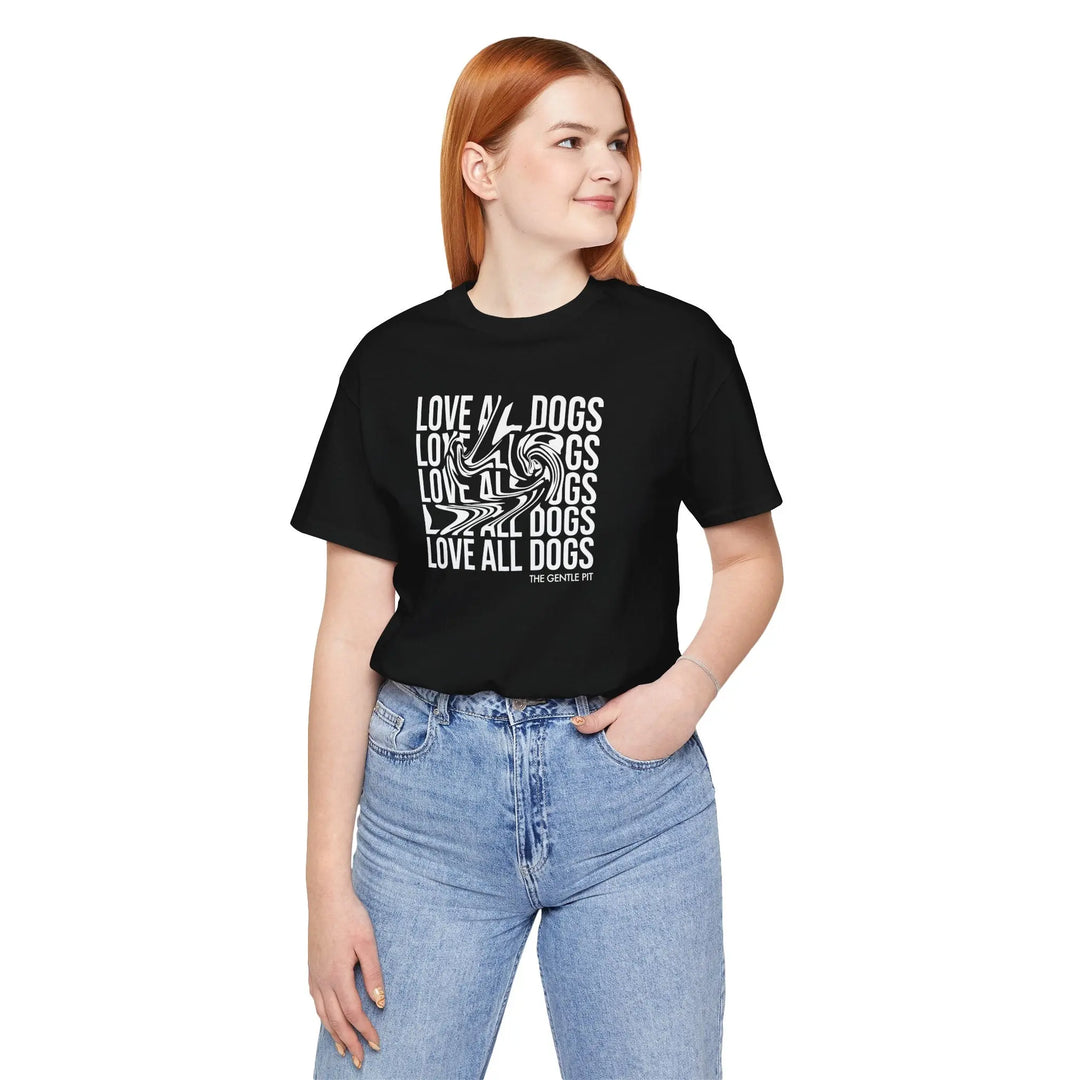 Love All Dogs Illussion Unisex Short Sleeve T-shirt Printify