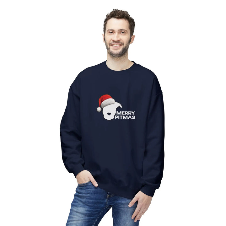 Merry Pitmas 2025 V2 Softstyle Fleece Crewneck Sweatshirt Printify