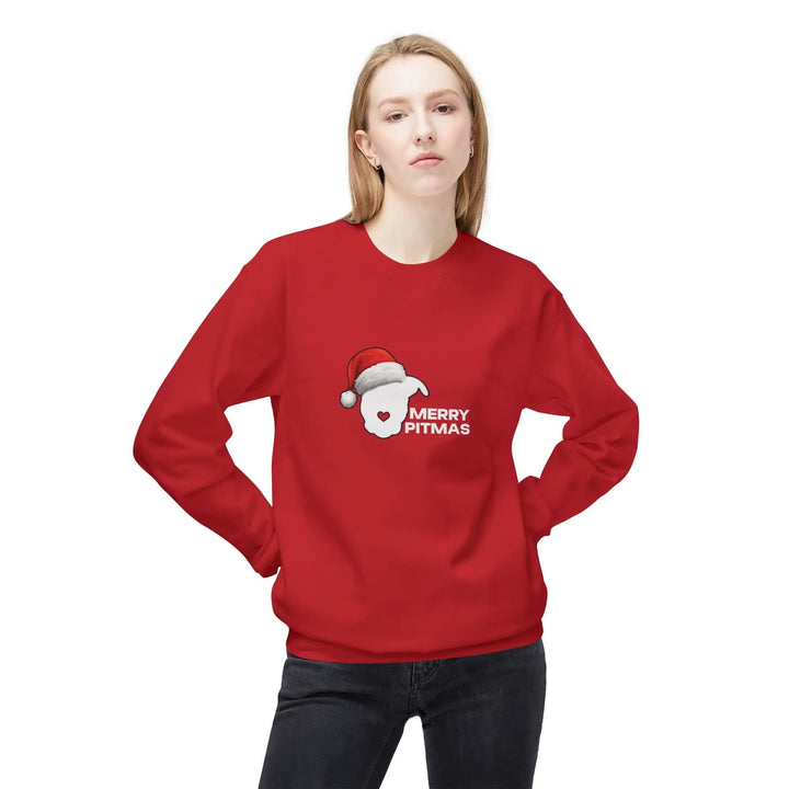 Merry Pitmas 2025 V2 Softstyle Fleece Crewneck Sweatshirt Printify