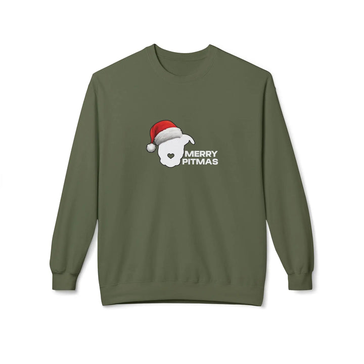 Merry Pitmas 2025 V2 Softstyle Fleece Crewneck Sweatshirt Printify