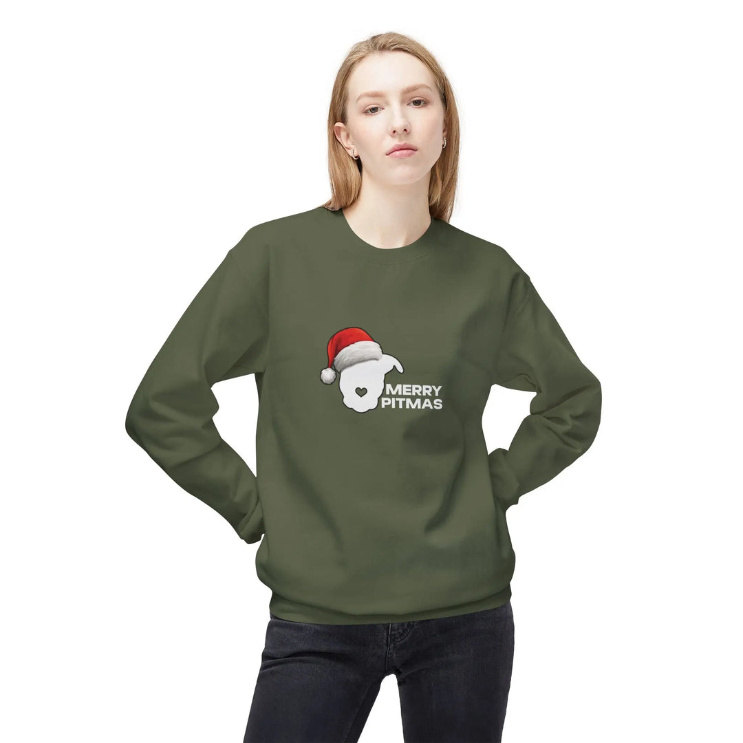 Merry Pitmas 2025 V2 Softstyle Fleece Crewneck Sweatshirt Printify