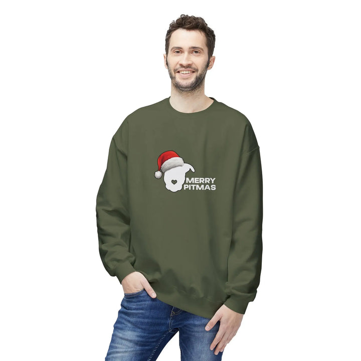 Merry Pitmas 2025 V2 Softstyle Fleece Crewneck Sweatshirt Printify