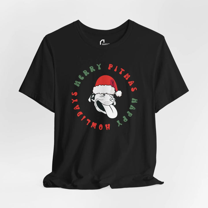 Merry Pitmas & Happy Howlidays Unisex Short Sleeve T-shirt Printify
