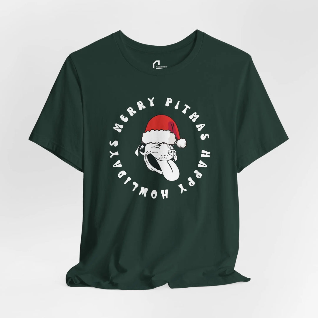 Merry Pitmas & Happy Howlidays Unisex Short Sleeve T-shirt Printify