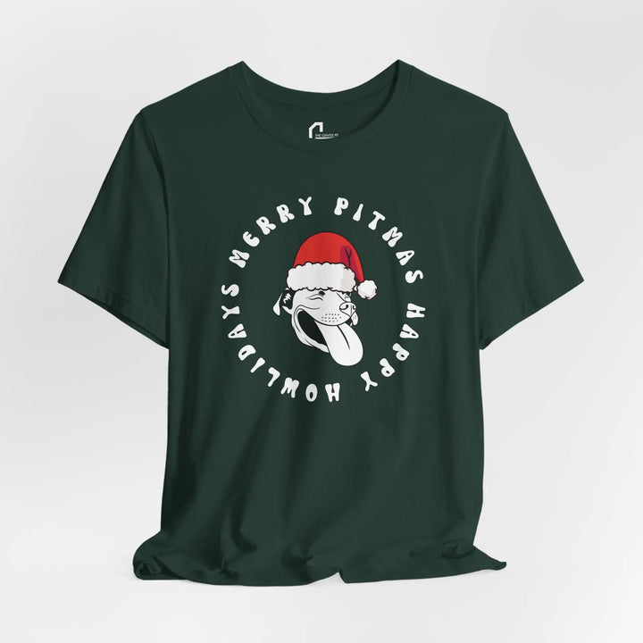 Merry Pitmas & Happy Howlidays Unisex Short Sleeve T-shirt Printify
