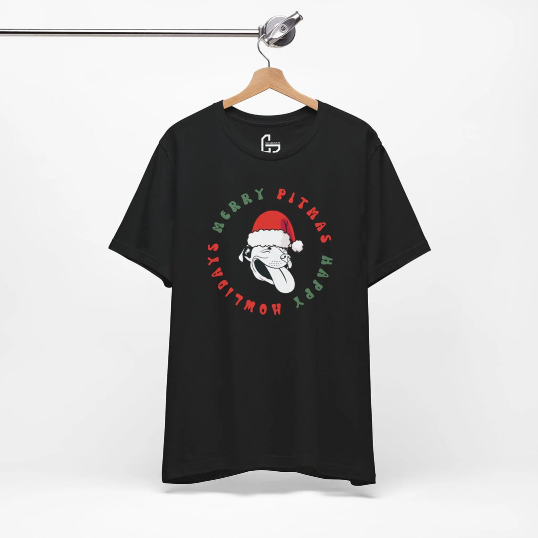Merry Pitmas & Happy Howlidays Unisex Short Sleeve T-shirt Printify