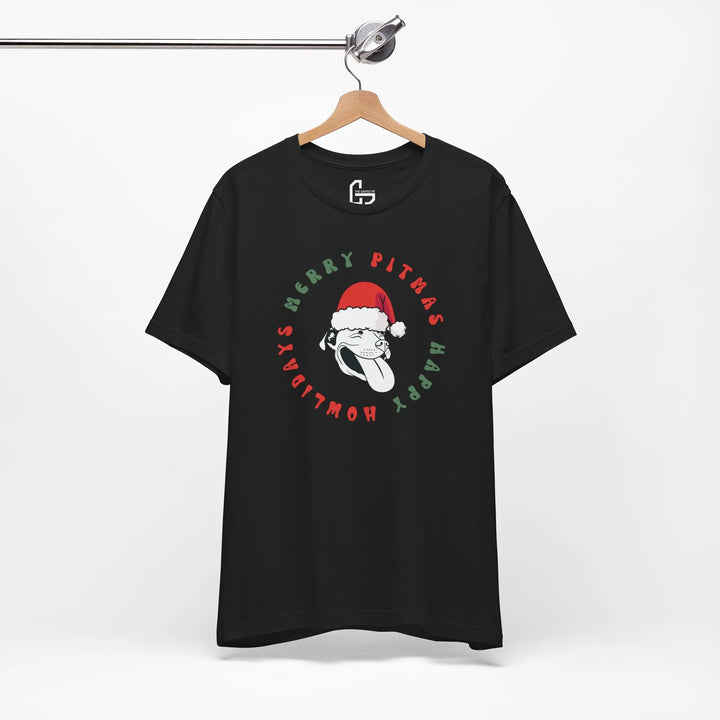 Merry Pitmas & Happy Howlidays Unisex Short Sleeve T-shirt Printify