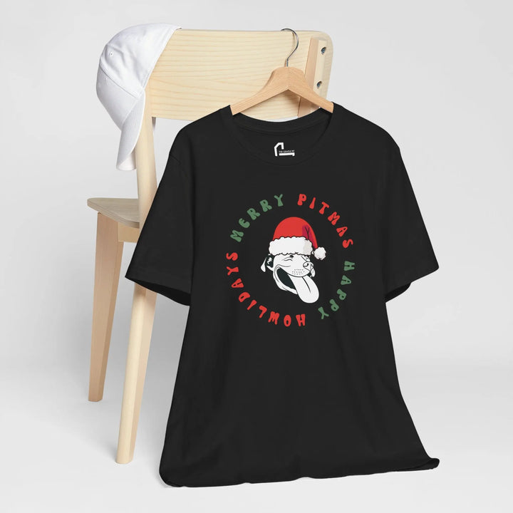 Merry Pitmas & Happy Howlidays Unisex Short Sleeve T-shirt Printify