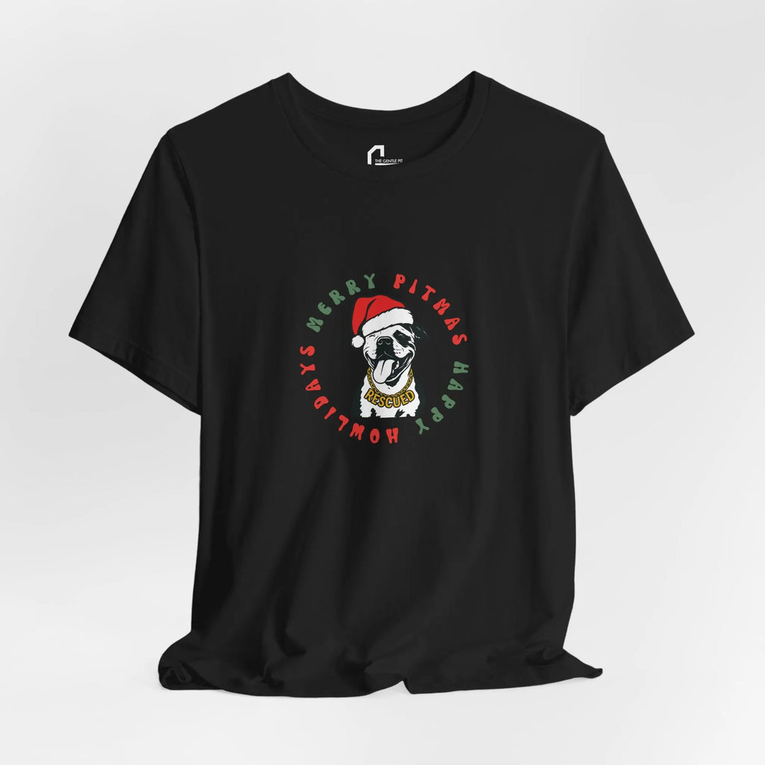 Merry Pitmas & Happy Howlidays Unisex Short Sleeve T-shirt Printify