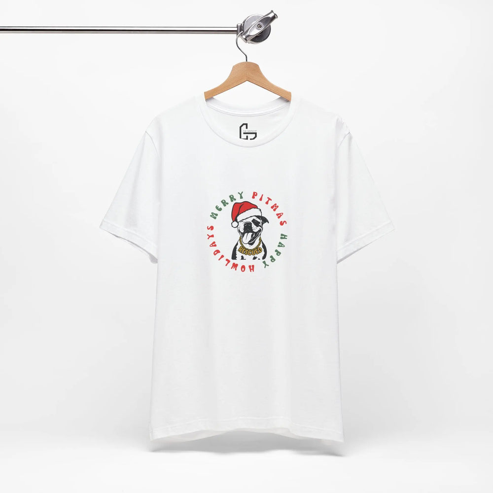 Merry Pitmas & Happy Howlidays Unisex Short Sleeve T-shirt Printify