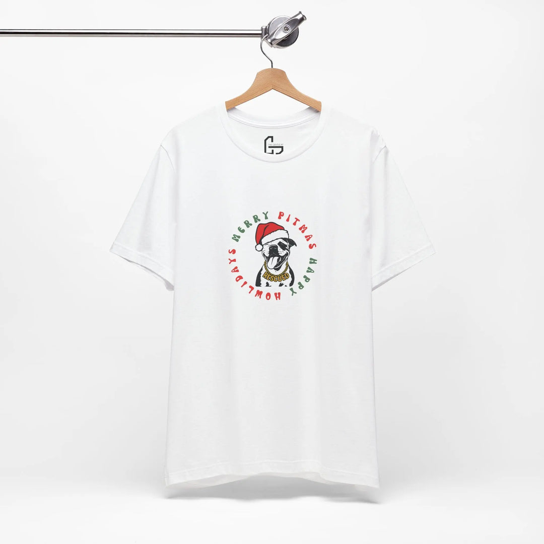 Merry Pitmas & Happy Howlidays Unisex Short Sleeve T-shirt Printify