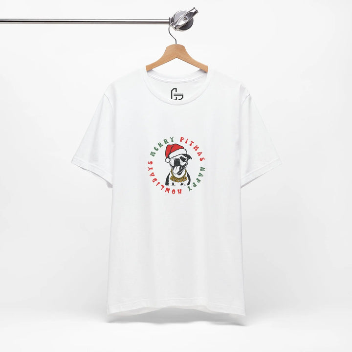 Merry Pitmas & Happy Howlidays Unisex Short Sleeve T-shirt Printify