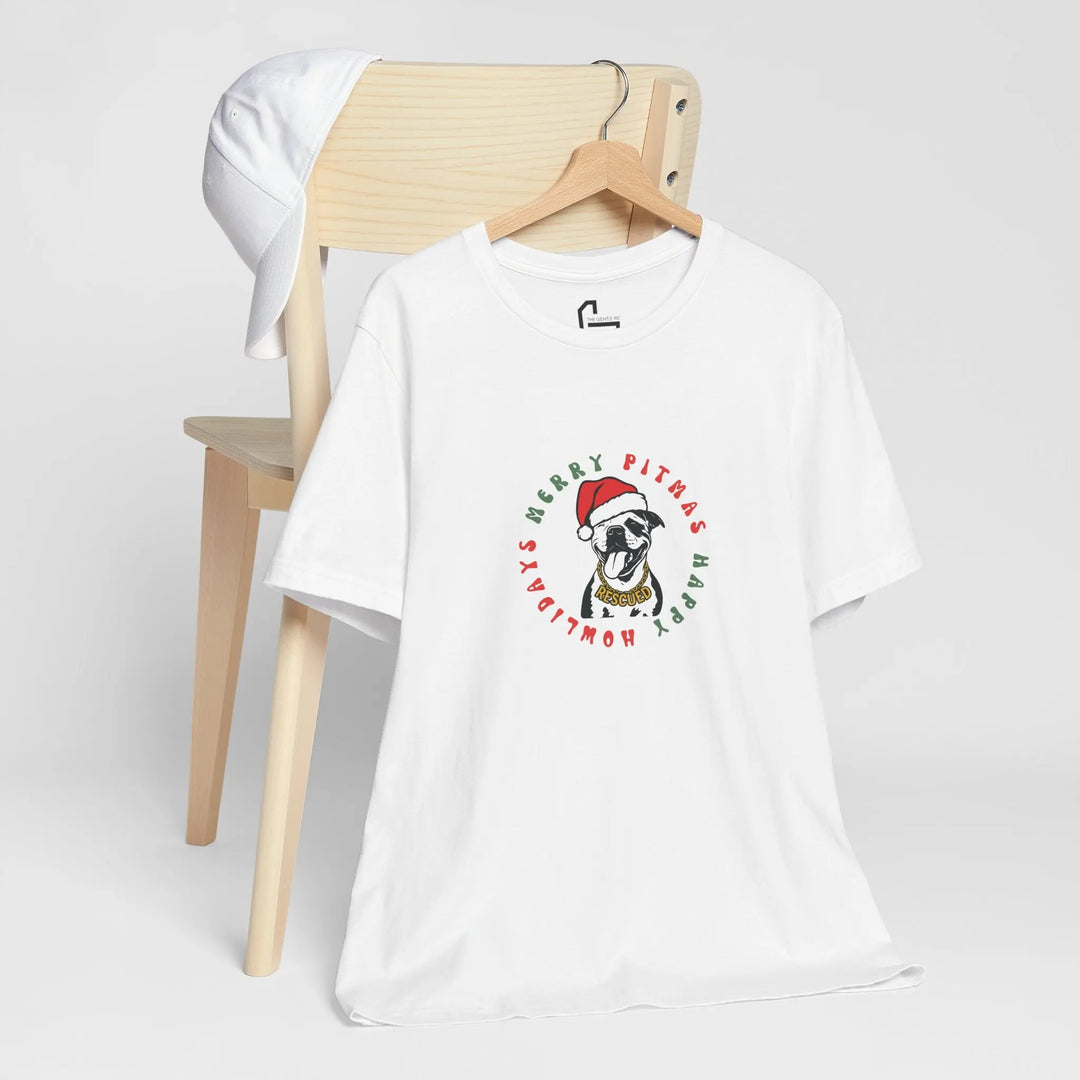 Merry Pitmas & Happy Howlidays Unisex Short Sleeve T-shirt Printify