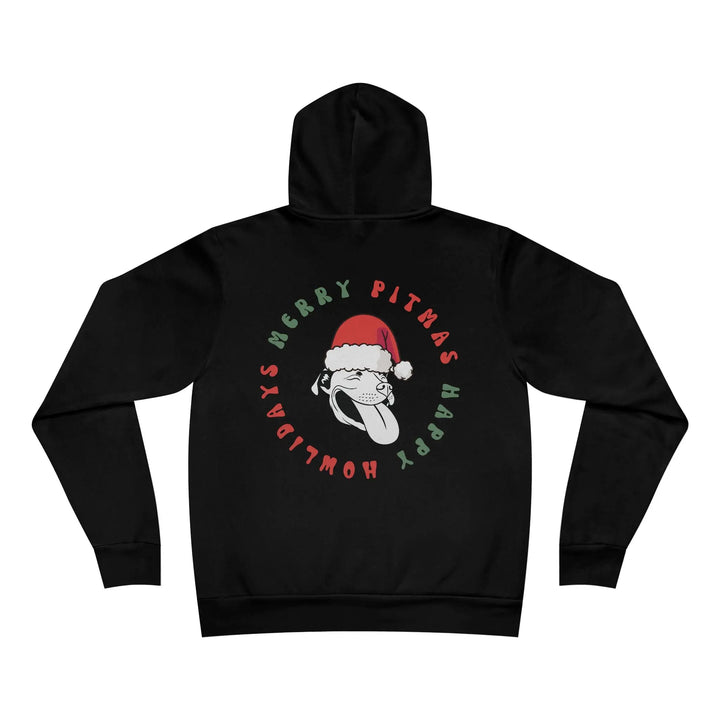 Merry Pitmas & Happy Howlidays Unisex Sponge Fleece Pullover Hoodie Printify